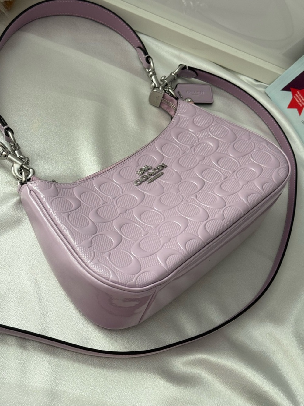 Coach Lilac Signature Embossed Crossbody Bag - Picture 6 of 11